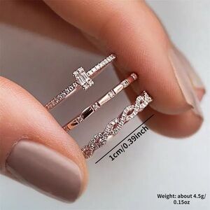 3pcs Rose gold ring set